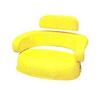 photo of Yellow Leatherette upholstery seat cushion set. Includes seat, lower and upper backrests. For tractor models 2510, 2520, 3010, 3020, 4000, 4020, 4030, 4040, 4230, 4320, 4340, 4430, 4520, 4620, 4630, 5010, 5020, 6030, 95, 105, 4400, 6600. Used SBK400 Bracket Set, not included. The bottom cushion in this set is 3 1\2 inches thick. Replaces R34618, R34619, R34620, TY26545