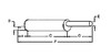 photo of Round body 4-1\4  shell diameter, A= 4-1\2  inlet length, B= 1-1\2  inlet I.D., C= 14  shell length, D= 8-1\2  outlet length, E= 1-9\16  outlet O.D., F= 27-1\2  overall length. For tractor models (1210, 885, 995, all with diesel engine from 1971 to 1980), (1212, 996 with diesel from 1971 to 1976), (990 with diesel 1961 to 1978).