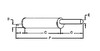 photo of Round body 4-1\4  shell diameter, A= 4-1\2  inlet length, B= 1-1\2  inlet I.D., C= 14  shell length, D= 8-1\2  outlet length, E= 1-9\16  outlet O.D., F= 27-1\2  overall length. For tractor models (1210, 885, 995, all with diesel engine from 1971 to 1980), (1212, 996 with diesel from 1971 to 1976), (990 with diesel 1961 to 1978).