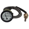 photo of For tractor models A, B, D, G and H. This water temperature gauge has a metal base, glass lens and a black bezel. This gauge has a 3 foot capillary lead. Please measure the length required for your tractor before ordering. The measurements are: 5\8 inch 18 NF end with a 1\2 inch NPT pipe bushing. This gauge has a plain face without a John Deere logo. Can also be used on later models but the face plate color is not correct for tractors after mid 1952. OEM #s AA3538R and AA883R.