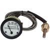 photo of For tractor models A, B, D, G and H. This water temperature gauge has a metal base, glass lens and a black bezel. This gauge has a 6 foot capillary lead. Please measure the length required for your tractor before ordering. The measurements are: 5\8 inch 18 NF end with a 1\2 inch NPT pipe bushing. This gauge has a plain face without a John Deere logo. Can also be used on later models but the face plate color is not correct for tractors after mid 1952. Replaces OEM #s AM610T, AM1609T and AA1342R.