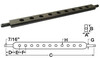 photo of Universal Category II Drawbar Measures: (A) 1-3\16 inches thick, (B) 3-1\8 inches wide, (C) 36-1\4 inches center to center on lower link pins, (D) 2 inches from center of pin to edge of body, (E) 3-35\64 inches from body edge to center of first body hole, (F) 3-1\8 inch center to center between holes, (G) 1-1\8 inch end pin, (H) Nine 1-19\64 inch holes.