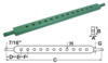 photo of Universal Category II Drawbar Measures: (A) 1-1\4 inches thick, (B) 3 inches wide, (C) 36-3\4 inches center to center on lower link pins, (D) 2-3\8 inches from center of pin to edge of body, (E) 3-7\8 inches from body edge to center of first body hole, (F) 2 inch center to center between holes, (G) 1-1\8 inch end pin, (H) Thirteen 3\4 inch holes.