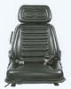 photo of Seat assembly with seatbelt and headrest. Internal suspension, weight adjustable. Backrest tilt adjustment. Leatherette upholstery, vacuum formed and watertight for use in all weather conditions. Slide track for forward\rear adjustment. Several mounting holes and slots in track and seat base are spaced from 9-1\2 inches to 13 inches apart side to side, and at various spacings from 4 inches to 11-5\8 inches front to back. For use on forklifts and construction equipment.