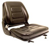 photo of Seat assembly, black leatherette upholstery, dimensions: 18-3\4 inches wide, 19 inches high, 21 inches deep. Non-suspension type with slide track for forward\rear adjustment (slide track 9 inches wide x 11-1\4 inches deep). Backrest angle adjustment. ***IMPORTANT NOTE: Please verify Seat and slide track dimensions listed above before ordering. Weight 33 pounds.