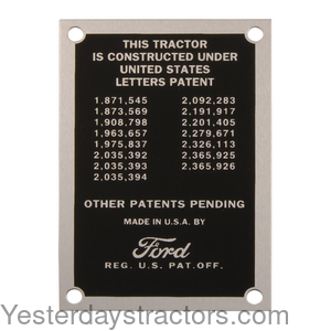 Ford 8N Plate 8N14001