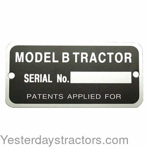 John Deere B Serial Number Tag JDS723