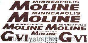 Minneapolis Moline GVI Decal Set MMGVIR