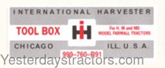 Farmall H Toolbox Decal R0678