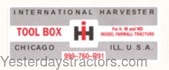 Farmall Super MD Toolbox Decal R0678