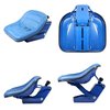 photo of New Ford\New Holland replacement seat. Complete seat with suspension, blue. Fits Ford \ New Holland Compact tractor models: 1110, 1210, 1310, 1510, 1710, 1910; Fits Industrial\Construction models: 340A, 340B, 345D, 3500, 445, 445A, 445C, 445D, 450, 515, 540A, 540B, 545A, 545C, 545D; Tractor models: 2100, 2110, 2120, 2150, 2300, 231, 2310, 234, 2600, 2810, 2910, 3000, 3055, 3100 3300, 3310, 3330, 3600, 3610, 3910, 4000, 4100, 4110, 4200, 4330, 4340, 4400, 4410, 4600, 4610, 5000, 5100, 5200, 531, 532, 5600, 5900, 6600, 6700, 7000, 7100, 7200. There is a plate on the bottom that is 4 inches wide and 8 1\4 inches long. In the center of this plate are 2 slots that are 3\8 inches wide, 1\4 inch from each edge and 1\2 inch apart and they are about 4 inches long. Overall width is 19.5 inches, overall length of base is 15.25 inches, overall height of base is 9.25 inches. $5 additional shipping is required for this part due to the size. This will be added to the shipping total of the order.
