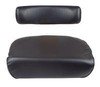 photo of Black seat cushion and backrest cover and inlay assembly. NOTE CUSHIONS MAY COME WITH WHITE PIPING. Consists of one MFCC13 and BR205. Fits later production MF235 and MF245 tractors with foam float seat. Replaces 181324M1, 181326M1, 513353M91.